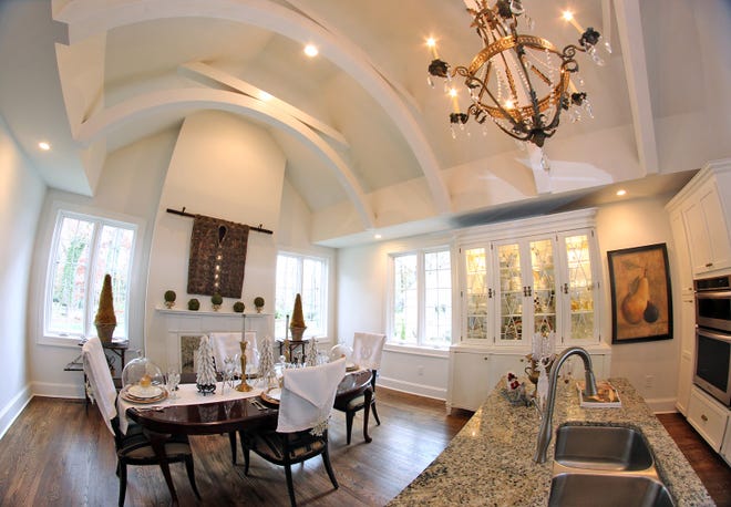 The raised ceiling with arches is one of the many European-inspired design touches in the home of Wayne and Barbara Deal. Brittany Randolph / The Star