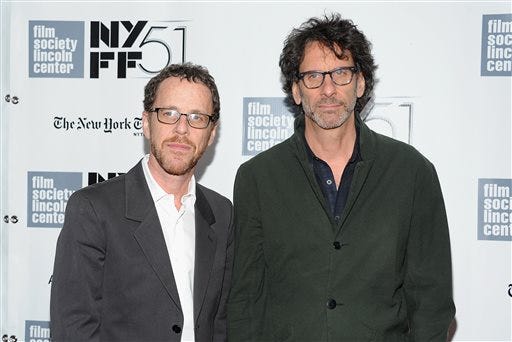 This Sept. 28, 2013 file photo shows directors Joel Coen, right, and Ethan Coen at the premiere of "Inside Llewyn Davis" during the 51st New York Film Festival in New York.