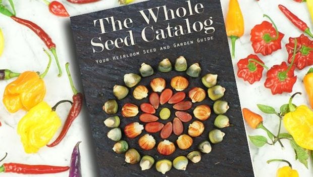 'The Whole Seed Catalog' from Baker Creek Heirloom Seeds is 354 pages of gardening advice, recipes and tips on organic methods for $7.95. Shipping is free.