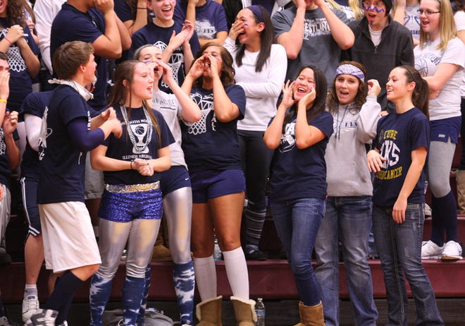 Monmouth-Roseville students show their enthusiasm during a victory over Camp Point Central. RUTH KENNEY/Review Atlas