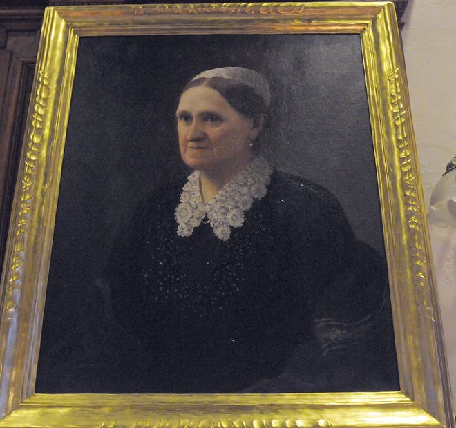 A painting of Sylvia Bancroft was recently restored for the Bancroft Library in Hopedale.