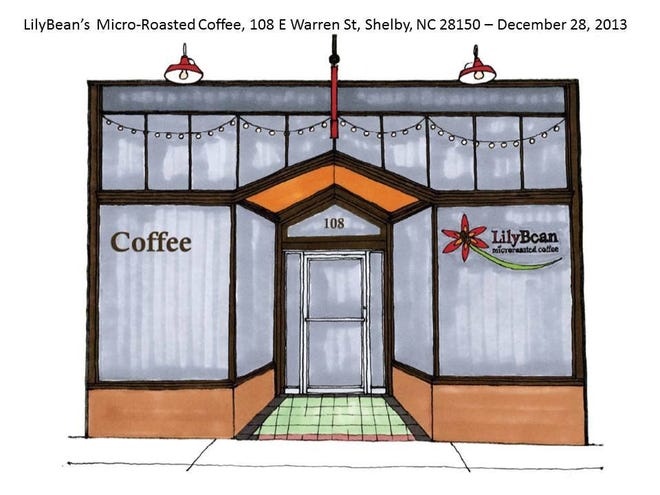 This architectural rendering shows the plans for the new Lily Bean storefront plan. (NC Department of Commerce Office of Urban Development)