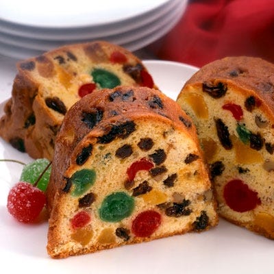 The most maligned of Christmas treats, fruitcake.