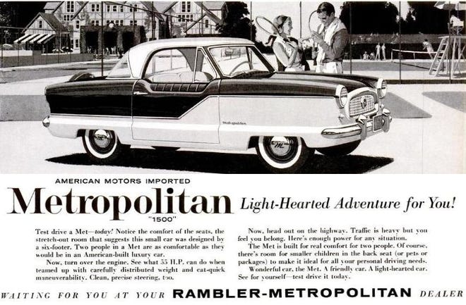 Advertisement for the 1960 “Rambler-Metropolitan” explains why some would think of the car as a Rambler Metropolitan.
