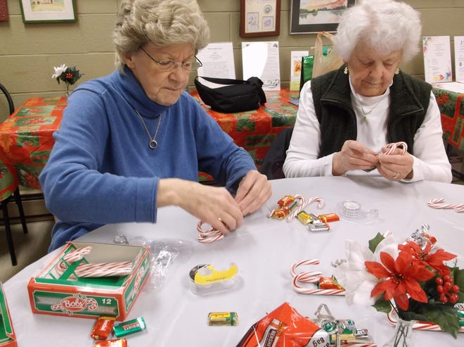 courtesy photo

Marie Skelly, left, and Gerrie Parker make Christmas ornaments at the Trafton Center in order to give them as gifts to family and friends.