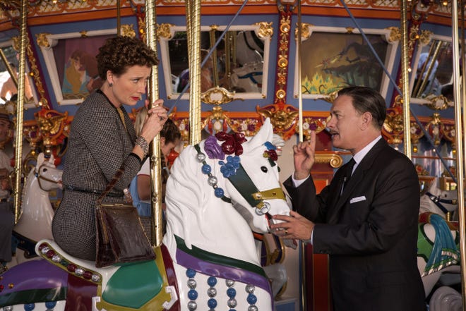 Emma Thompson stars as reluctant author P.L. Travers and Tom Hanks is Walt Disney in "Saving Mr. Banks."