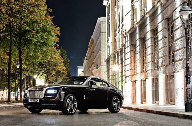 The Wraith is powered by a 624-hp, twin-turbocharged V12 connected to an eight-speed transmission. If you can’t find any better fuel, it can run on the minimum recommended 91 octane.