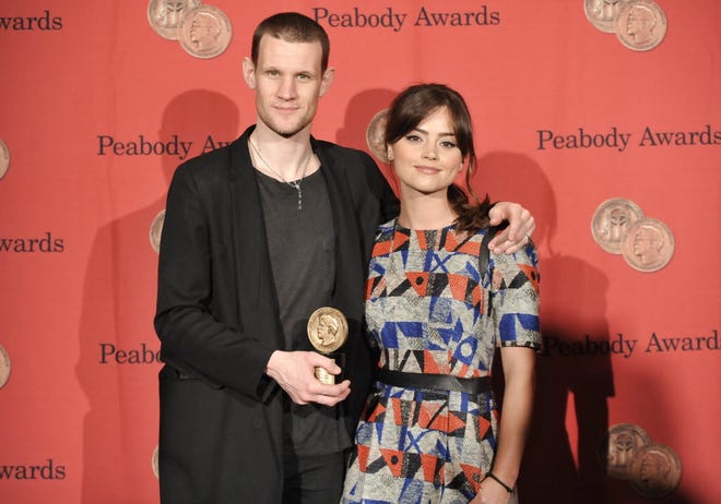 "Dr. Who" actor Matt Smith, left, and actress Jenna Coleman, seen here at the George Foster Peabody Awards last spring, will star Wednesday in the show's annual Christmas special -- which will be the final episode as the Doctor for Smith.