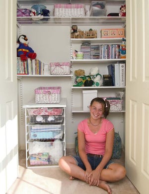 Maureen Zimmerman's room in Olney, Md. She graduated from childhood clutter and is now ready to handle high school, with the help of boxes and baskets. There are containers for just about everything these days.