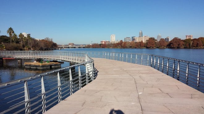 Substantial portions of Austin’s boardwalk project on Lady Bird Lake are done. Hand railings have gone up on this section near South Lakeshore Park east of Interstate 35.