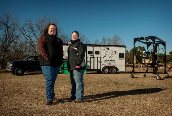 Tori Miller-McLeod, left, is the director of the Moore County Equine Emergency Response Unit, and Kim Tew is a board member.