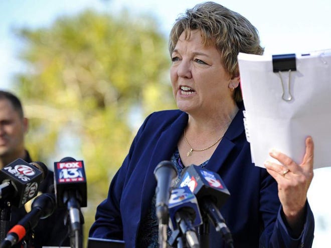 In this file photo, Patricia Carroll, an attorney representing the family of the accuser in the now closed sexual assault investigation involving Florida State University quarterback Jameis Winston, addresses the media.