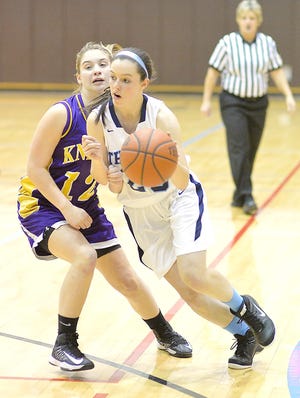 Central Valley Academy's Rachael Thorp (right) drives against Hollan Patent's Jessica Livesey Wednesday.

Photo Courtesy of Bob Critser, digitalsportsphotography.net