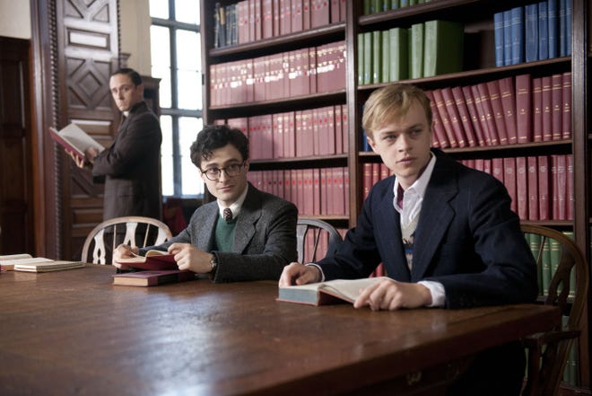 Daniel Radcliffe, center, continues his quest to leave Harry Potter behind as he plays the college-age poet Allen Ginsberg with Ben Foster as Williams Burroughs and Dane DeHaan as Lucien Carr in "Kill Your Darlings."