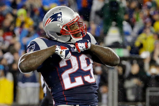 LeGarrette Blount had plenty to celebrate Saturday night. His franchise playoff record 166 rushing yards led the Patriots past the Colts.