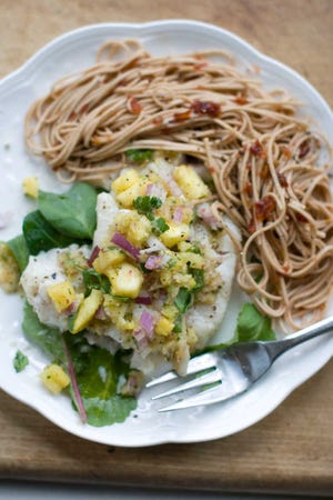 Baked white fish is a fast and healthy way to get dinner on the table. Try Baked Haddock with Pineapple-Mint Salsa.