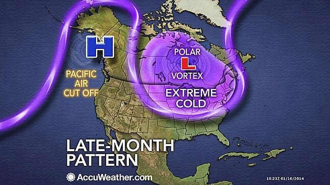 The Holland area will be in the middle of some cold temperatures in the next few weeks. Contributed/AccuWeather.com