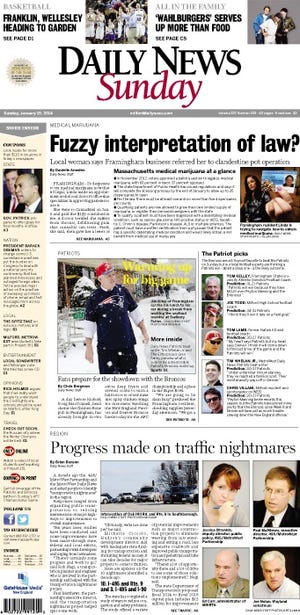 Front page of Milford Daily News, Jan. 19, 2014