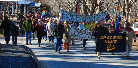 Martin Luther King Day observances, including an annual walk like this one from 2012, will take place Monday in Wellfleet.
