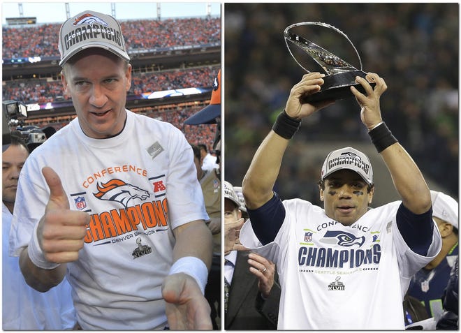 Denver quarterback Peyton Manning (left) and Seattle quarterback Russell Wilson will lead their respective teams into Super Bowl XLVIII on Feb. 2 in East Rutherford, N.J.