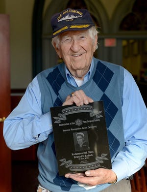 Ed Radock, 89, of Natick, was a Radarman 2nd Class in the U.S. Navy during World War II. Daily News Staff Photo/Ken McGagh