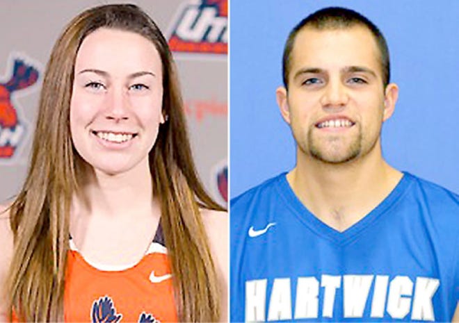 West Canada Calley High SChool graduates Sarah Wiatr (left) and Jared Suderley won Empire 8 Conference athlete of the week awards Monday.