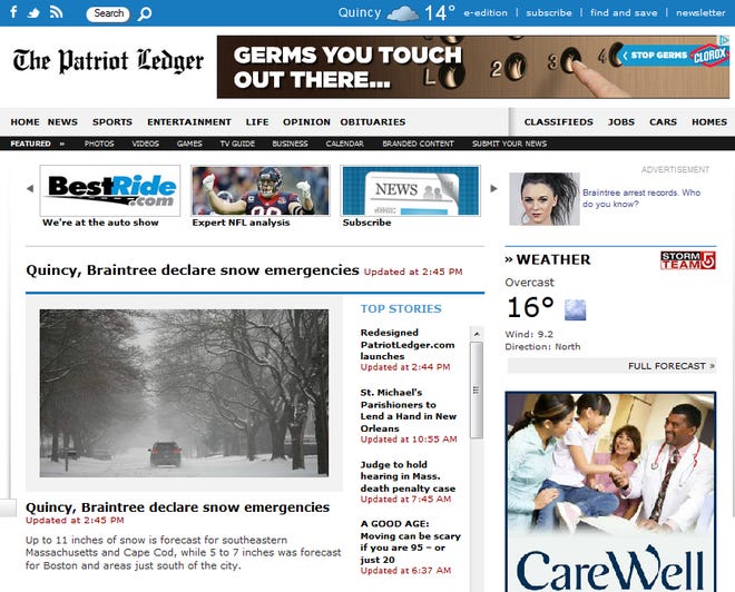 The Ledger's new homepage launched Tuesday, Jan. 21, 2014.