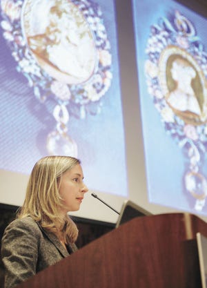 Victoria Reed discusses her experiences as an investigator of art provenance during her lecture on Saturday at the Newport Art Museum, part of the Winter Lecture Series.