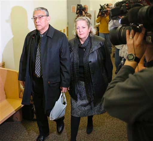 Ernest and Lynne Machado, parents of Marlise Munoz, arrive to hear a judge's ruling in their daughters life or death case at the Tim Curry Criminal Justice Center, Friday, Jan. 24, 2014 in Fort Worth, Texas.