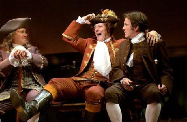 James Brennan, right, played John Adams when Geva Theatre Center produced "1776" a decade ago. Brennan will direct the musical this summer for Mark Cuddy's first season as producer at Cape Playhouse in Dennis.