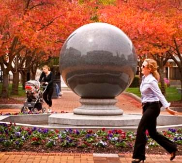 The large granite ball in front of Quincy City Hall is a testament to the granite trade that once drove city's economy.