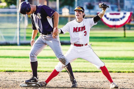 Shortstop Mike Mastroberti, right, is one of just five returning players for the Seacoast Mavericks, who will play their fourth season in the Futures Collegiate Baseball League in Portsmouth this summer.