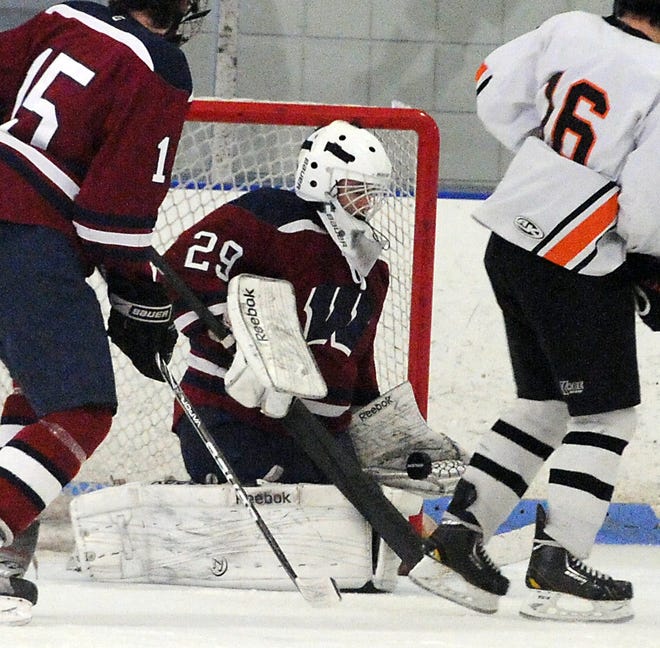 DENIED



Westborough goaltender Jared Ward makes a glove save during Monday's game against Marlborough. The Panthers topped the Rangers, 8-4. Wicked Local Photo/Shane Gerardi