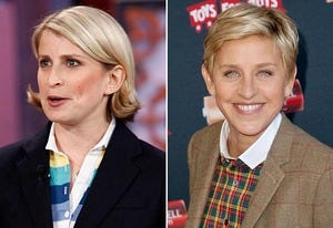 Liz Feldman, Ellen DeGeneres | Photo Credits: Justin Lubin/NBC/Getty Images, Tibrina Hobson/WireImage