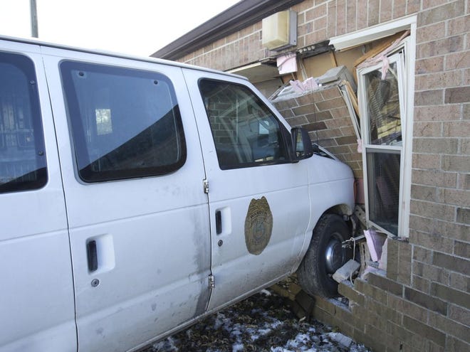 This van was pushed into the Stark County dog warden's office during a break-in in November.