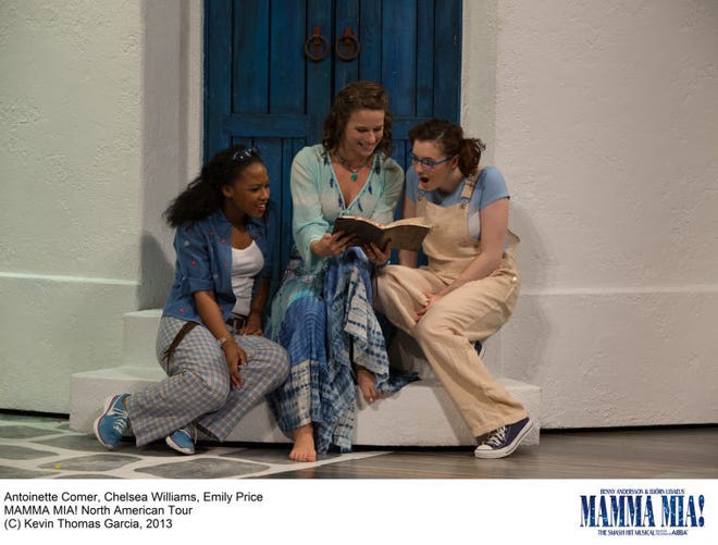 Starring in "Mamma Mia!" at the Academy of Music are (from left) Antoinette Comer, Chelsea Williams and Emily Price.
