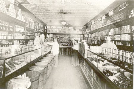 This well-stocked Exeter shop on Water Street from about 1906 offered a wide variety of goods to shoppers. The consumer economy as we know it today developed in the years following the Civil War.