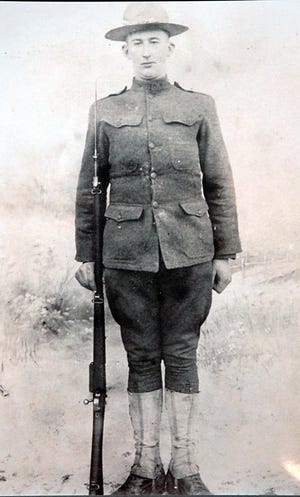 A photo of World War I veteran Harvey Stevens, who was awarded the Purple Heart posthumously on Friday.

Aaron Flaum/ NorwichBulletin.com