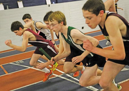 Ioanna Raptis/file photo
Portsmouth High School’s Jack Reaney (left) and the Clipper boys track team will compete in the Division II championship meet today at Dartmouth College in Hanover.