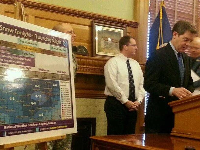 Gov. Sam Brownback told Kansans to take the approaching snow storm seriously.