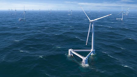 Courtesy Photo
Principle Power Inc.’s WindFloat design is a floating support structure for offshore wind turbines. It’s designed to damped wave- and turbine-induced motion, enabling wind turbines to be sited in previously inaccessible locations where water depth exceeds 50 meters and wind resources are superior.