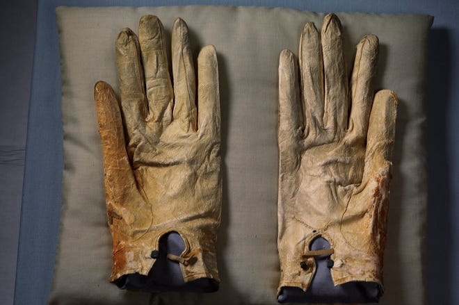 The gloves Abraham Lincoln wore to Ford’s Theater in Washington the night he was assassinated. Photographed at the Abraham Lincoln Presidential Library in 2001.