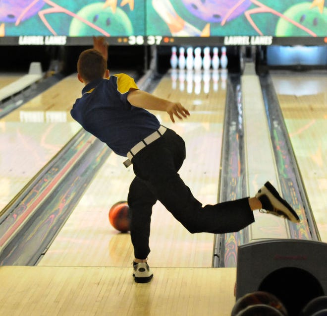 During the BCSL Bowling tournament at Laurel Lanes, bowling for Maple Shade High School was Dan Buchman.