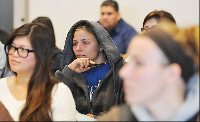 Victor Valley College students fill all the seats in a speech class during the first week of school on Wednesday as the wait-lists still delay students from obtaining the classes they need to transfer to a four-year university.