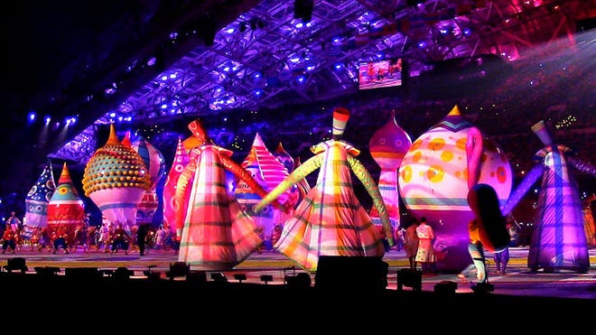 Caricatures pay homage to Russia's past during Friday night's Opening Ceremonies.