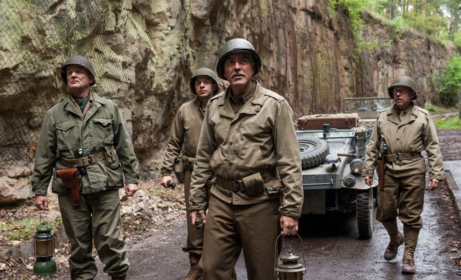 (l to r) Bill Murray, Dimitri Leonidas, George Clooney and Bob Balaban in Columbia Pictures' THE MONUMENTS MEN.