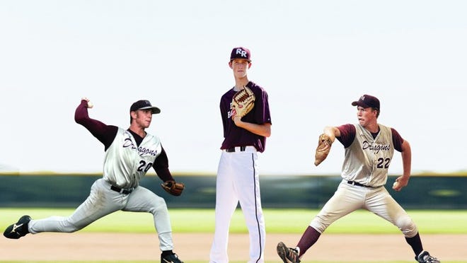 Round Rock sophomore Mason Thompson and the Round Rock pitching staff looks to continue the success the program has had on the mound with the likes of Abe Woody, left, from the class 2001 and Garrett White, right, from the class of 2002 and handfuls of other former Dragon pitchers.