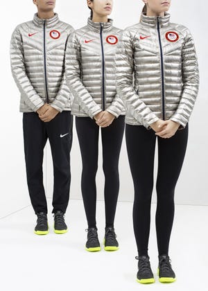 Stand proud: When they collect their medals in Sochi, U.S. athletes will be clad in Nike’s silver Aeroloft 800 Summit jacket. Recreate the podium at home in the same styles — the jacket is $450 for both men and women and is available at nike.com.