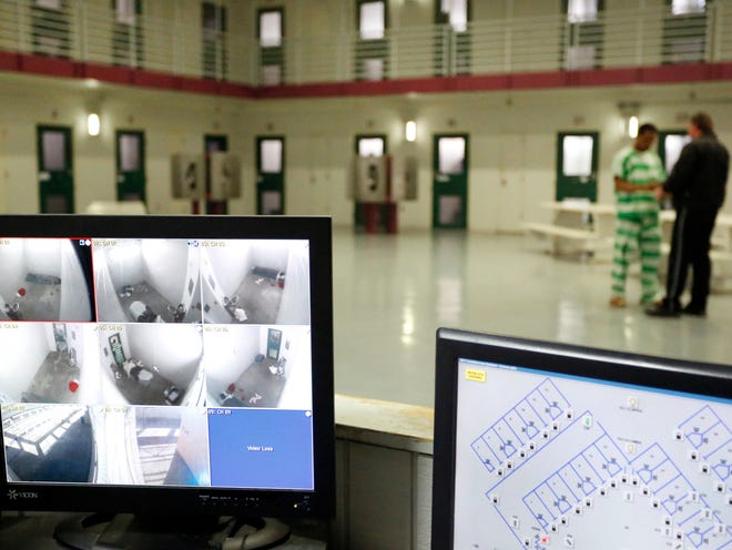 Increased observation cameras are placed inside each inmate's cell in the special needs unit at the Alachua County jail in Gainesville, Fla., Thursday, January 16, 2014.