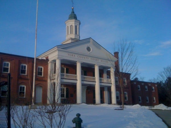 The York County courthouse was evacuated after a bomb threat on Monday.
